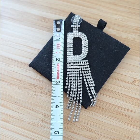 Shashi Silver Rhinestone Alphabet Letter D Crystal Single Earring - Picture 3 of 4